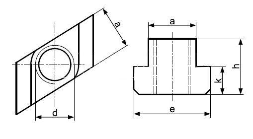 Matice pro T-drážky skosená RLU M8 / 10 mm